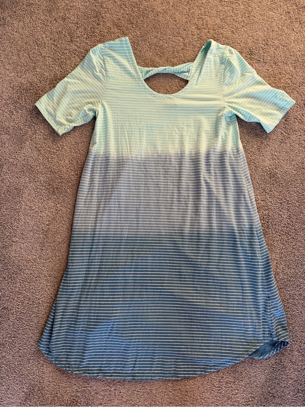 fresh produce Mint-to-Navy Ombre Stripe Short Sleeve Dress
